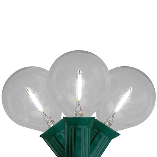10ct. Pure White LED G50 Globe Patio Lights in Green Wire